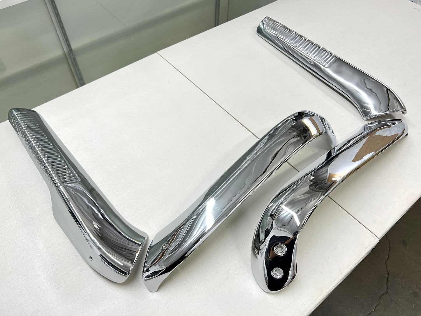 1963-1964 CHEVY IMPALA FRONT BENCH SEAT TRIMS , SHELLS 4PC / CHROME FINISH [GM ORIGINAL OEM RESTORED]