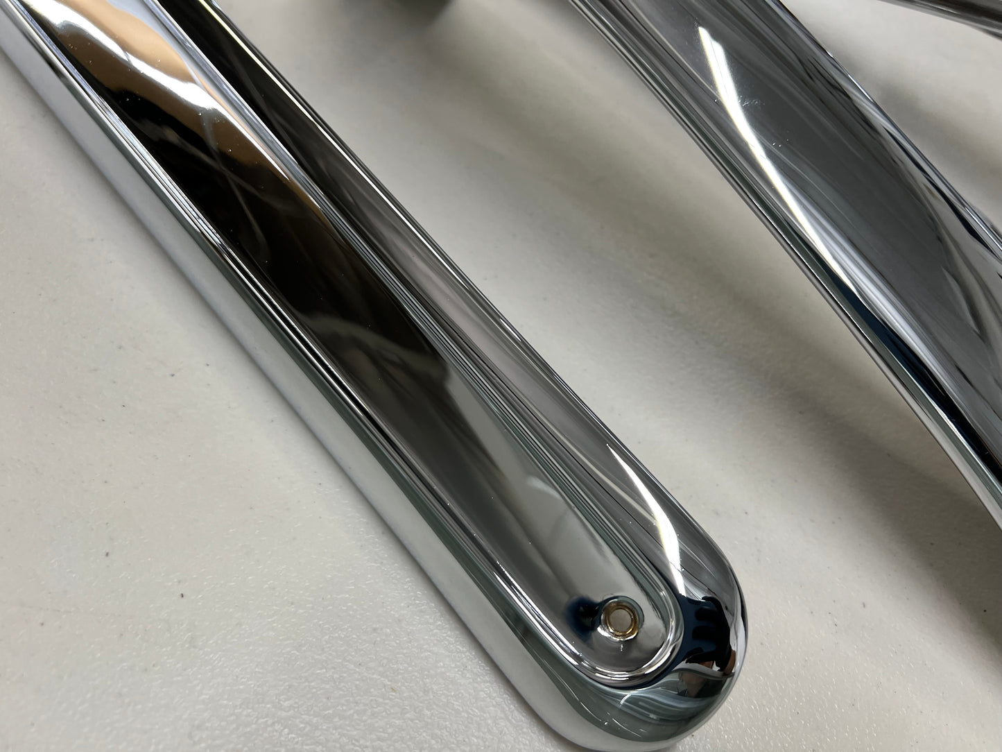 1959-1960 CHEVY IMPALA FRONT BENCH SEAT TRIMS , SHELLS 4PC / CHROME FINISH [GM ORIGINAL OEM RESTORED]