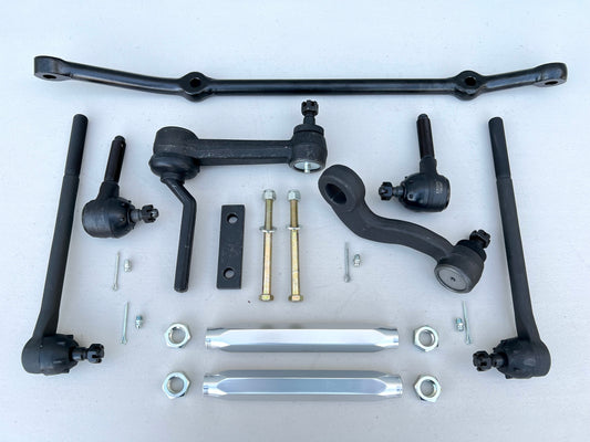 1961-1964 GM FULL SIZE / CHEVY IMPALA BELAIR BISCAYNE STANDARD STEERING LINKAGE COMPLETE KIT w/ POLISHED SLEEVES [NEW]