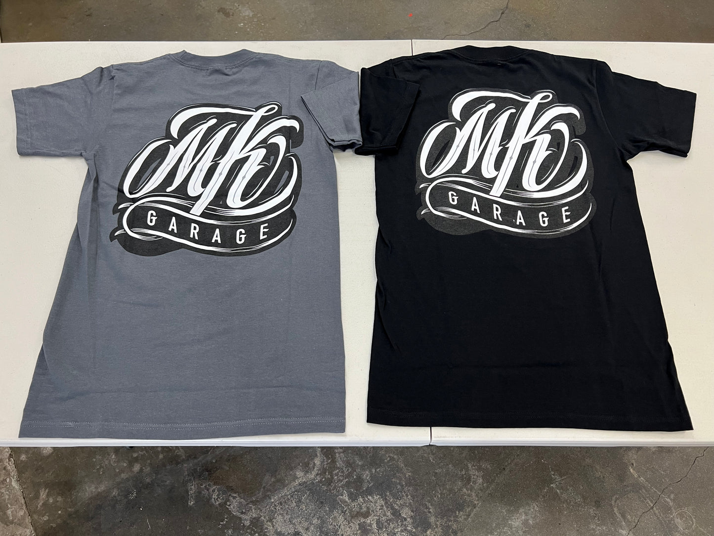 MK GARAGE | OG ABEL DESIGN Short Sleeve Tshirt T shirt [GRAPHITE GREY/S-4XL] / Classic car Lowrider Hydraulics Mens Ladies Unisex