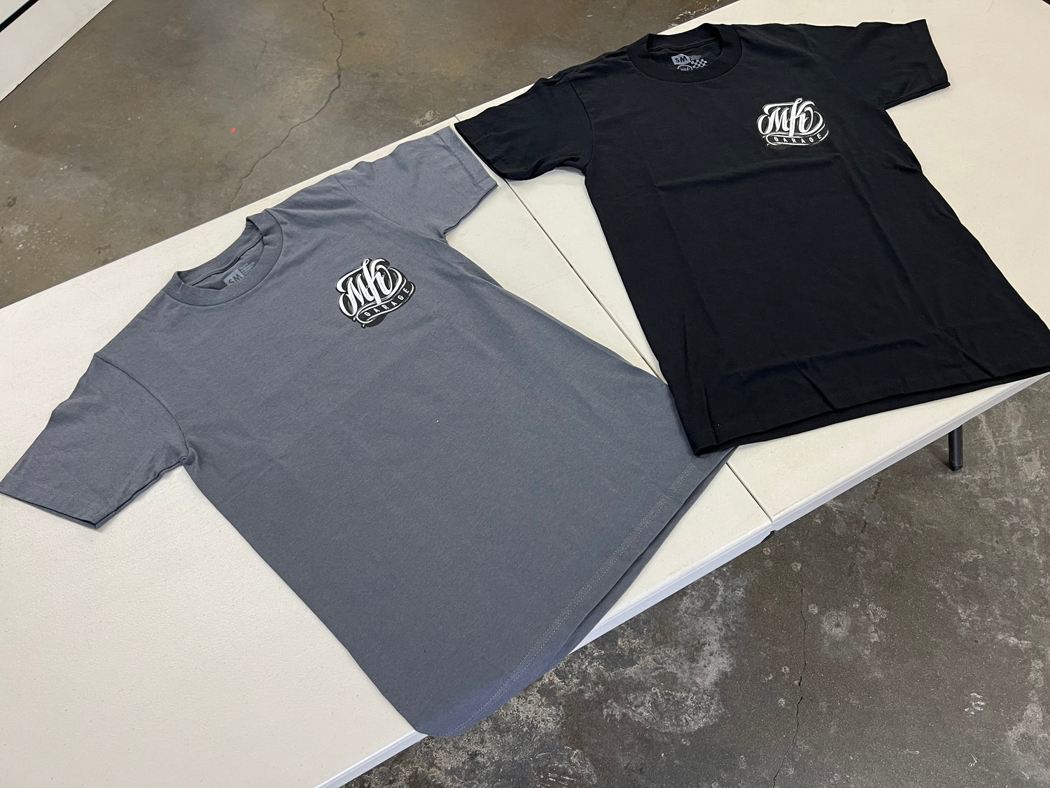 MK GARAGE | OG ABEL DESIGN Short Sleeve Tshirt T shirt [GRAPHITE GREY/S-4XL] / Classic car Lowrider Hydraulics Mens Ladies Unisex