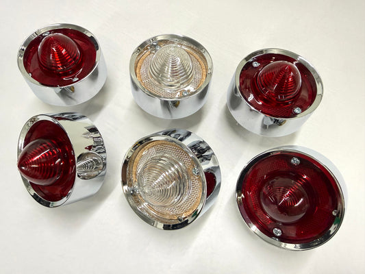 1958 CHEVY IMPALA TAIL LAMP ASSEMBLY COMPLETE PACKAGE SET (TAIL LIGHT KIT) / IMPORT CHROME [NEW]