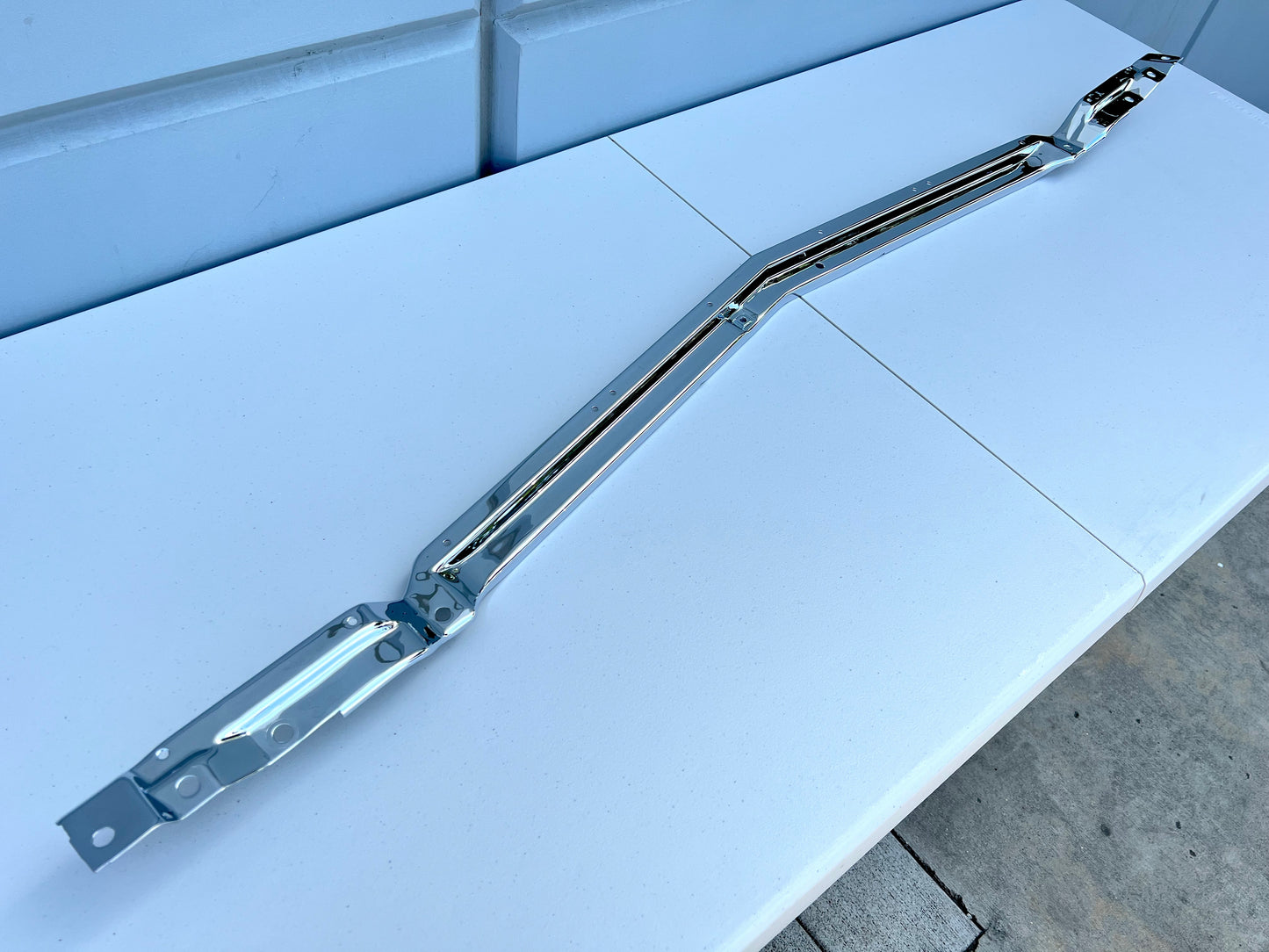 1964 CHEVROLET IMPALA , FULL-SIZE PASSENGER CAR UPPER GRILL SUPPORT BAR , UPPER RADIATOR SUPPORT BRACE / CHROME FINISH [ORIGINAL OEM RESTORED]