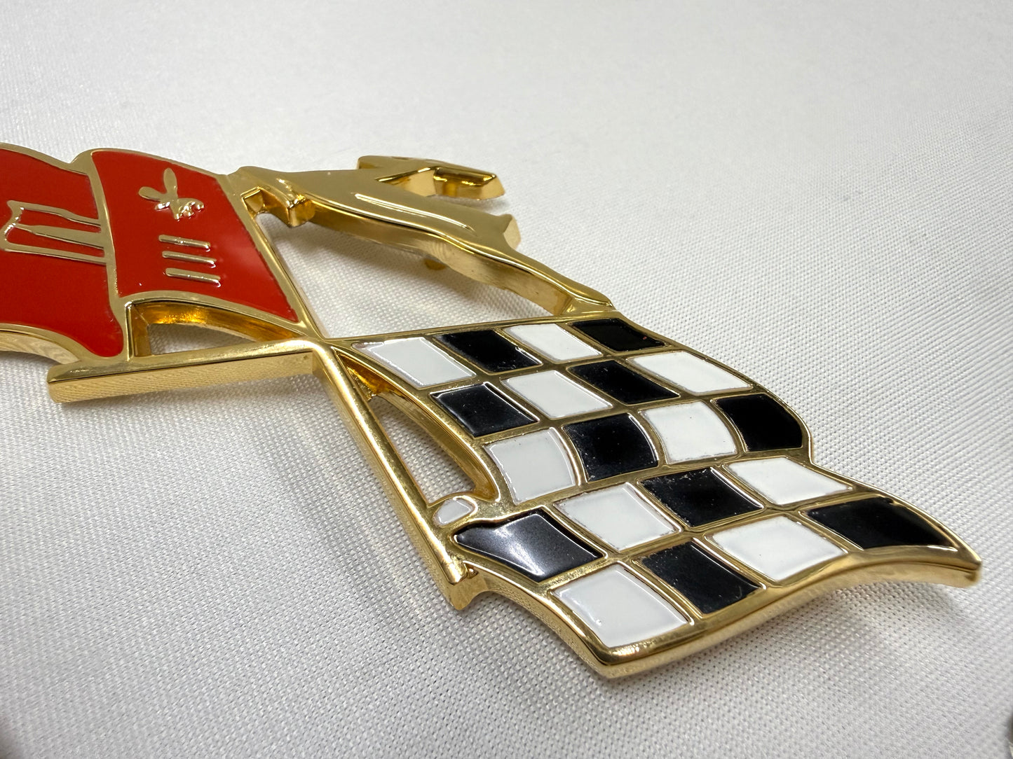 1959 CHEVROLET CHEVY IMPALA REAR QUARTER PANEL GOLD CROSS FLAGS DEER EMBLEM 1PAIR [NEW]
