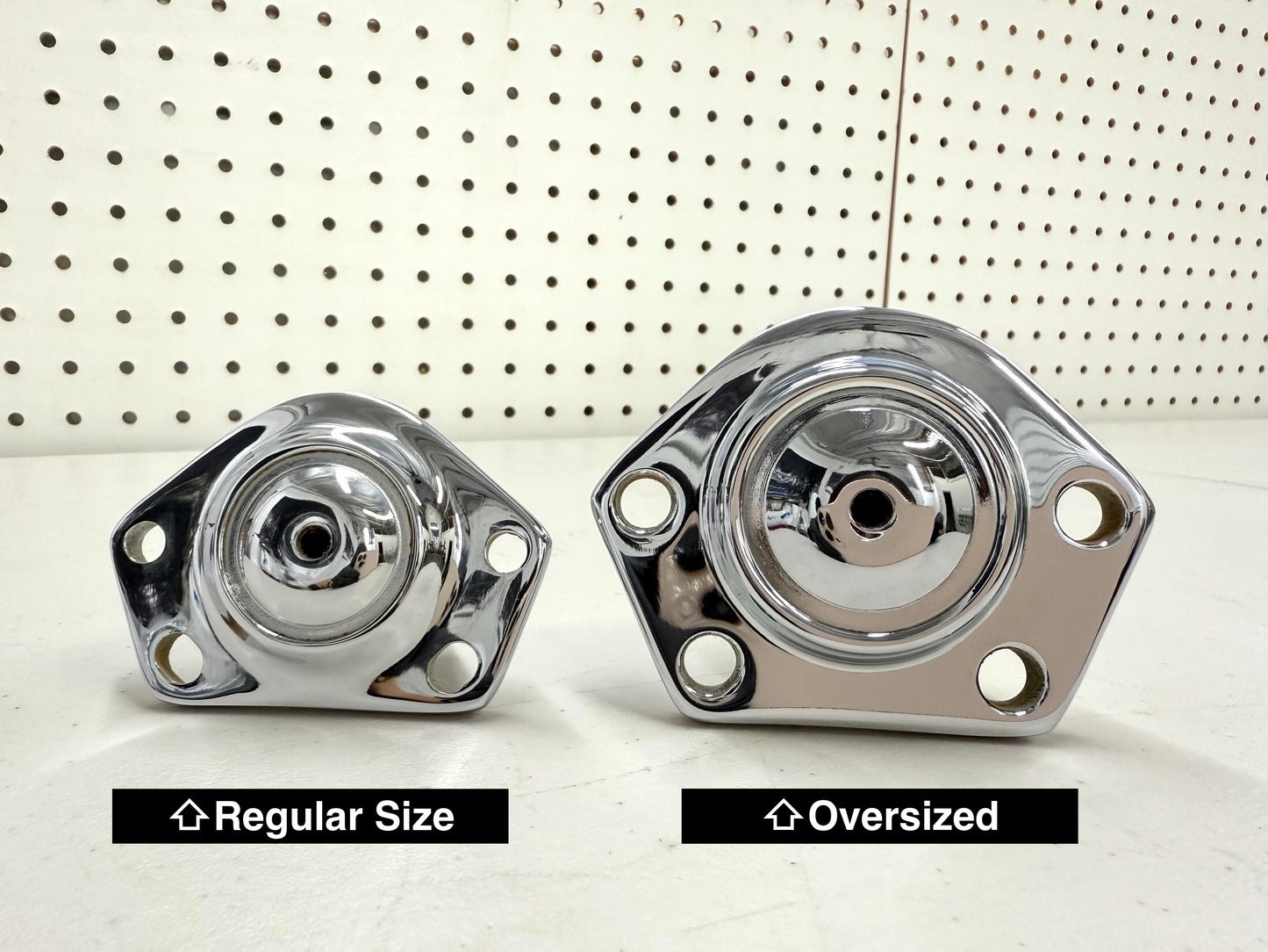 PREMIUM HEAVY DUTY UNIVERSAL OVERSIZED UPPER BALL JOINT 4HOLE (CADILLAC G-BODY LINCOLN TOWN CAR CAPRICE) PAIR / CHROME FINISH