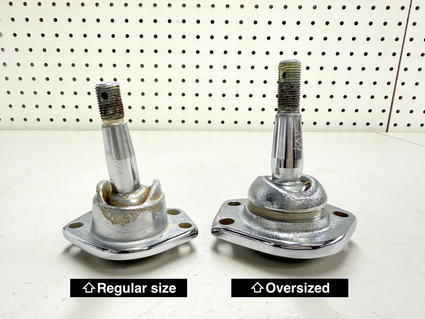 PREMIUM HEAVY DUTY UNIVERSAL OVERSIZED UPPER BALL JOINT 4HOLE (CADILLAC G-BODY LINCOLN TOWN CAR CAPRICE) PAIR / CHROME FINISH