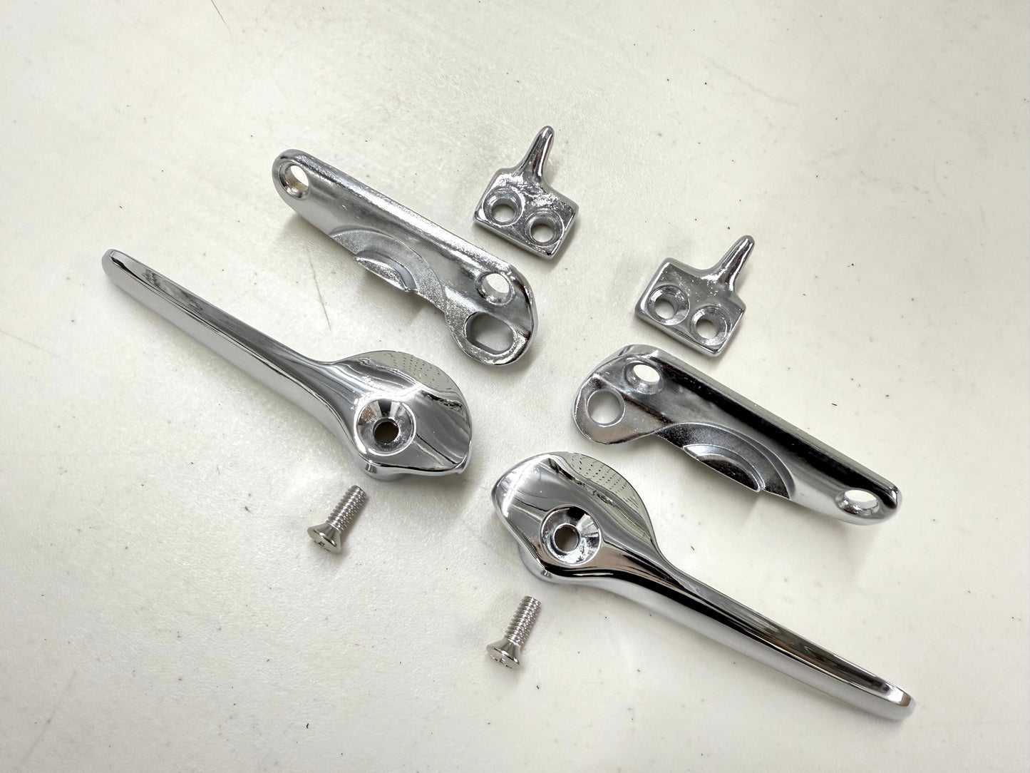 1958 1959 1960 CHEVY IMPALA PONTIAC CONVERTIBLE TOP HANDLES, STRIKERS, ALIGNMENT PEGS COMPLETE SET [NEW] / ALSO FITS 1957-60 BUICK, OLDSMOBILE, CADILLAC