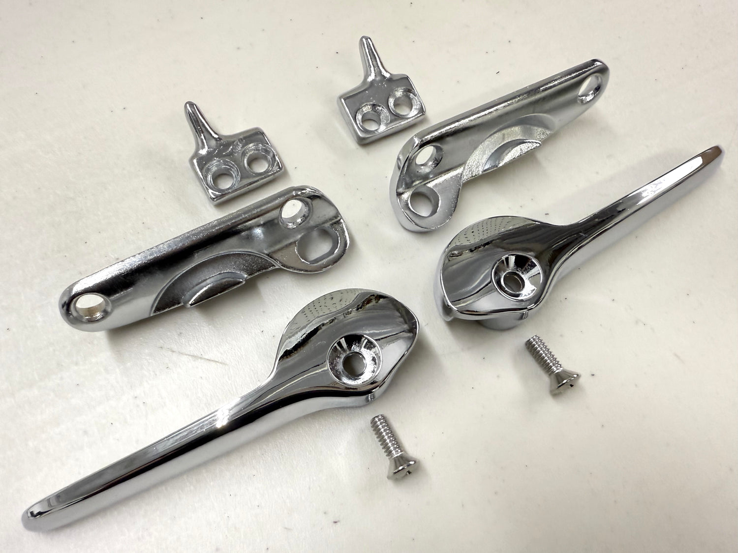 1958 1959 1960 CHEVY IMPALA PONTIAC CONVERTIBLE TOP HANDLES, STRIKERS, ALIGNMENT PEGS COMPLETE SET [NEW] / ALSO FITS 1957-60 BUICK, OLDSMOBILE, CADILLAC