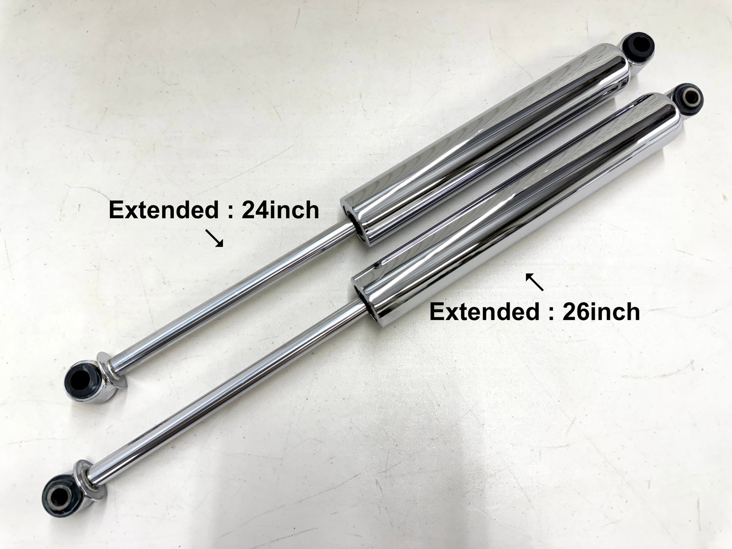 1958-1970 CHEVY IMPALA HEAVY DUTY EXTEND REAR SHOCK ABSORBERS PAIR / CHROME FINISH (EXTEND 26INCH)