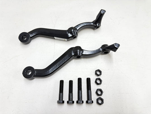 1959-64 CHEVY IMPALA BELAIR DRUM BRAKE SPINDLE STEERING ARM KNUCKLES (PAIR) / BLACK POWDERCOAT FINISH [NEW]