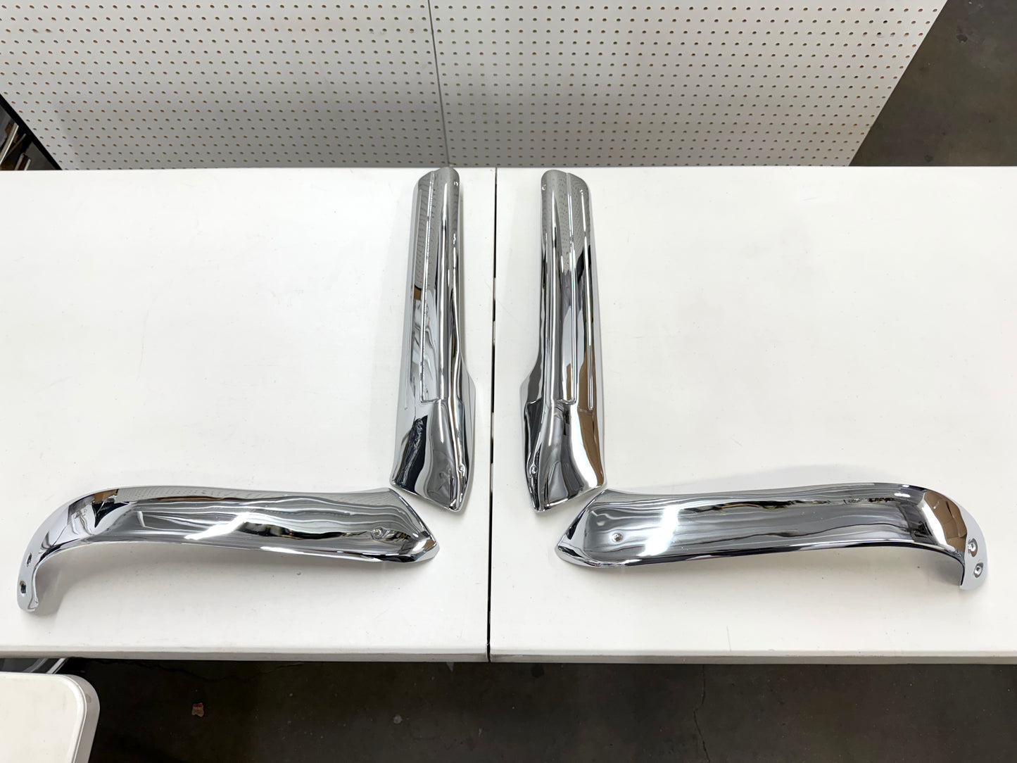 1965-1970 CHEVY IMPALA FRONT BENCH SEAT TRIMS , SHELLS 4PC / CHROME FINISH [GM ORIGINAL OEM RESTORED]