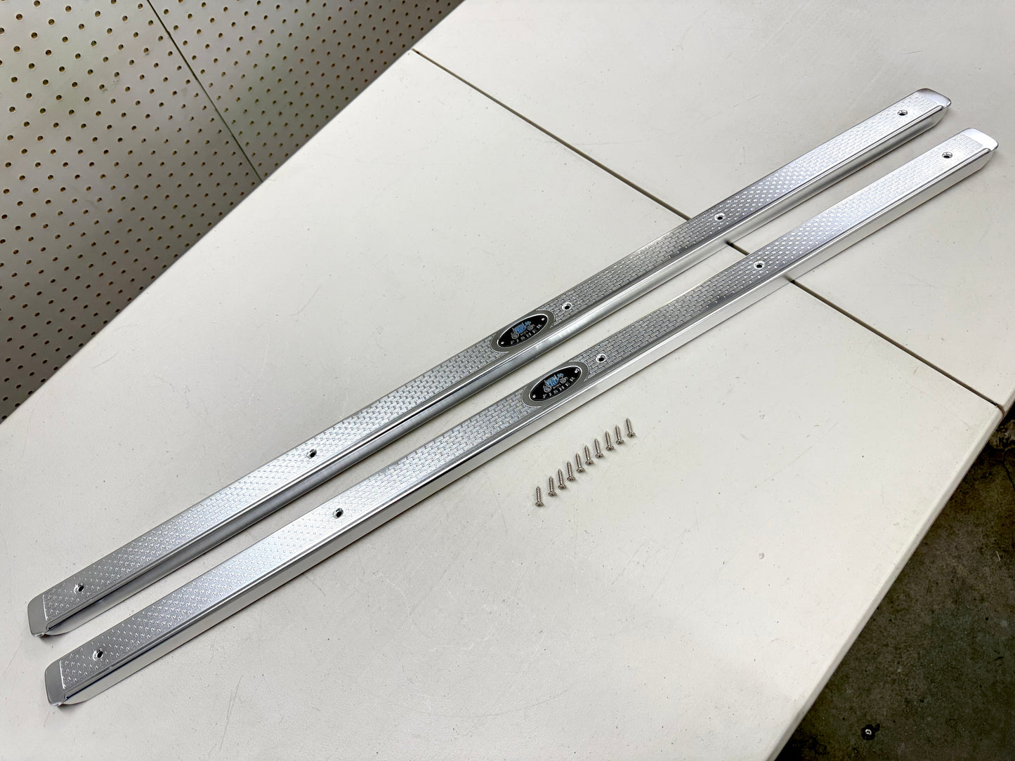 1958 CHEVY IMPALA BEL AIR BISCAYNE HARDTOP OR CONVERTIBLE 2 DOOR , DOOR SILL PLATES [NEW]