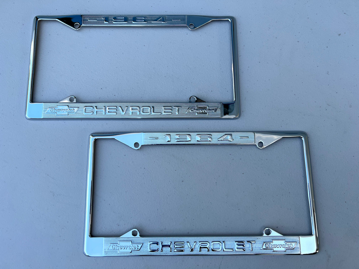 1964 CHEVROLET IMPALA, BEL AIR, BISCAYNE TRIPLE CHROME PLATED LICENSE PLATE SET 2pc [NEW][CHROME FINISH]