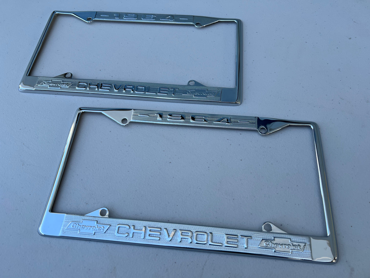 1964 CHEVROLET IMPALA, BEL AIR, BISCAYNE TRIPLE CHROME PLATED LICENSE PLATE SET 2pc [NEW][CHROME FINISH]