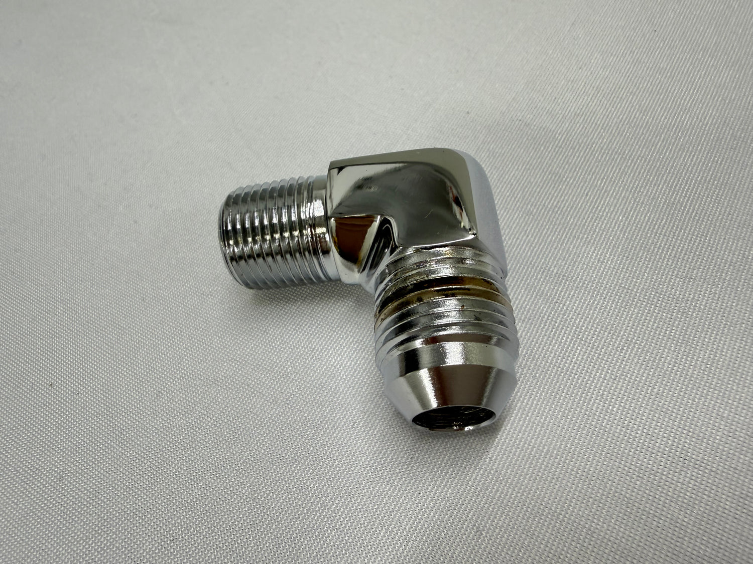 [NEW][TRIPLE CHROME] HYDRAULIC CYLINDER FITTING 1PC / 08MJ-06MP 90 DEGREE ELBOW / LOWRIDER HYDRAULICS