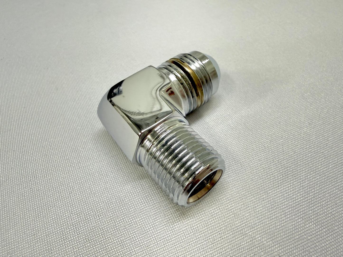 [NEW][TRIPLE CHROME] HYDRAULIC CYLINDER FITTING 1PC / 08MJ-06MP 90 DEGREE ELBOW / LOWRIDER HYDRAULICS