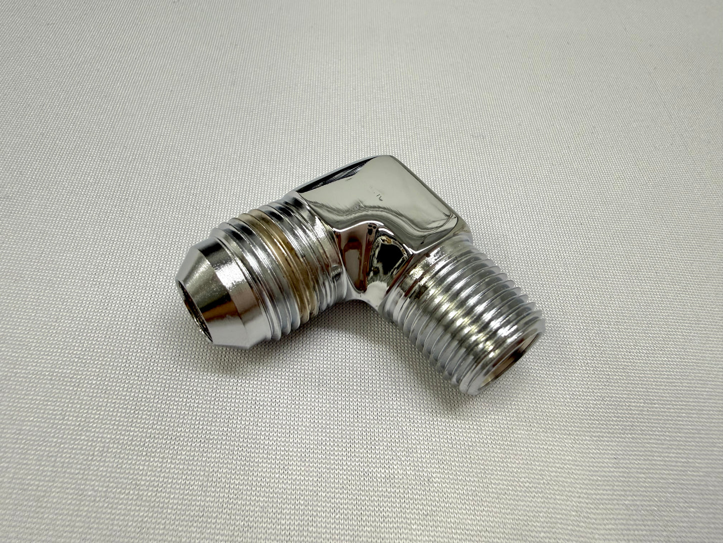 [NEW][TRIPLE CHROME] HYDRAULIC CYLINDER FITTING 1PC / 08MJ-06MP 90 DEGREE ELBOW / LOWRIDER HYDRAULICS