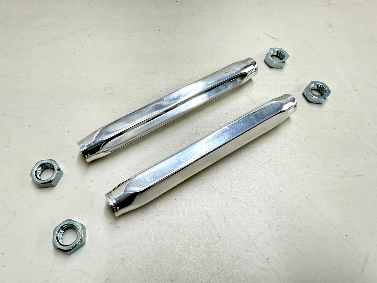 1958-64 GM FULL SIZE CHEVY IMPALA BELAIR BISCAYNE HIGH PERFORMANCE BILLET ALUMINUM TIE ROD END ADJUSTING SLEEVES 1PAIR / POLISHED FINISH