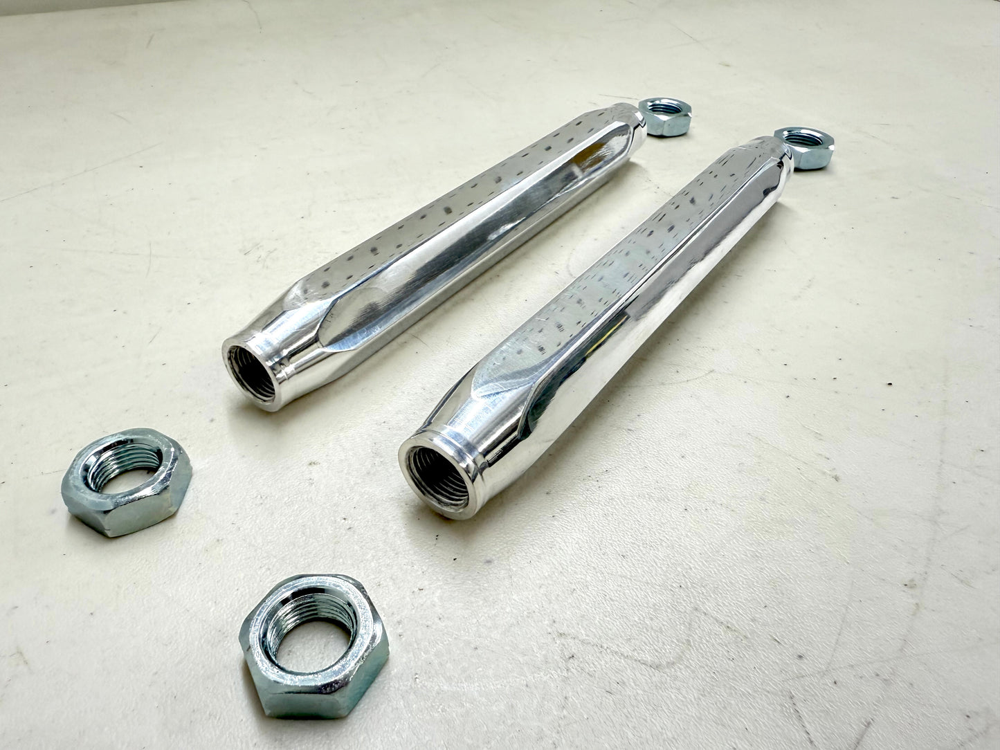 1958-64 GM FULL SIZE CHEVY IMPALA BELAIR BISCAYNE HIGH PERFORMANCE BILLET ALUMINUM TIE ROD END ADJUSTING SLEEVES 1PAIR / POLISHED FINISH