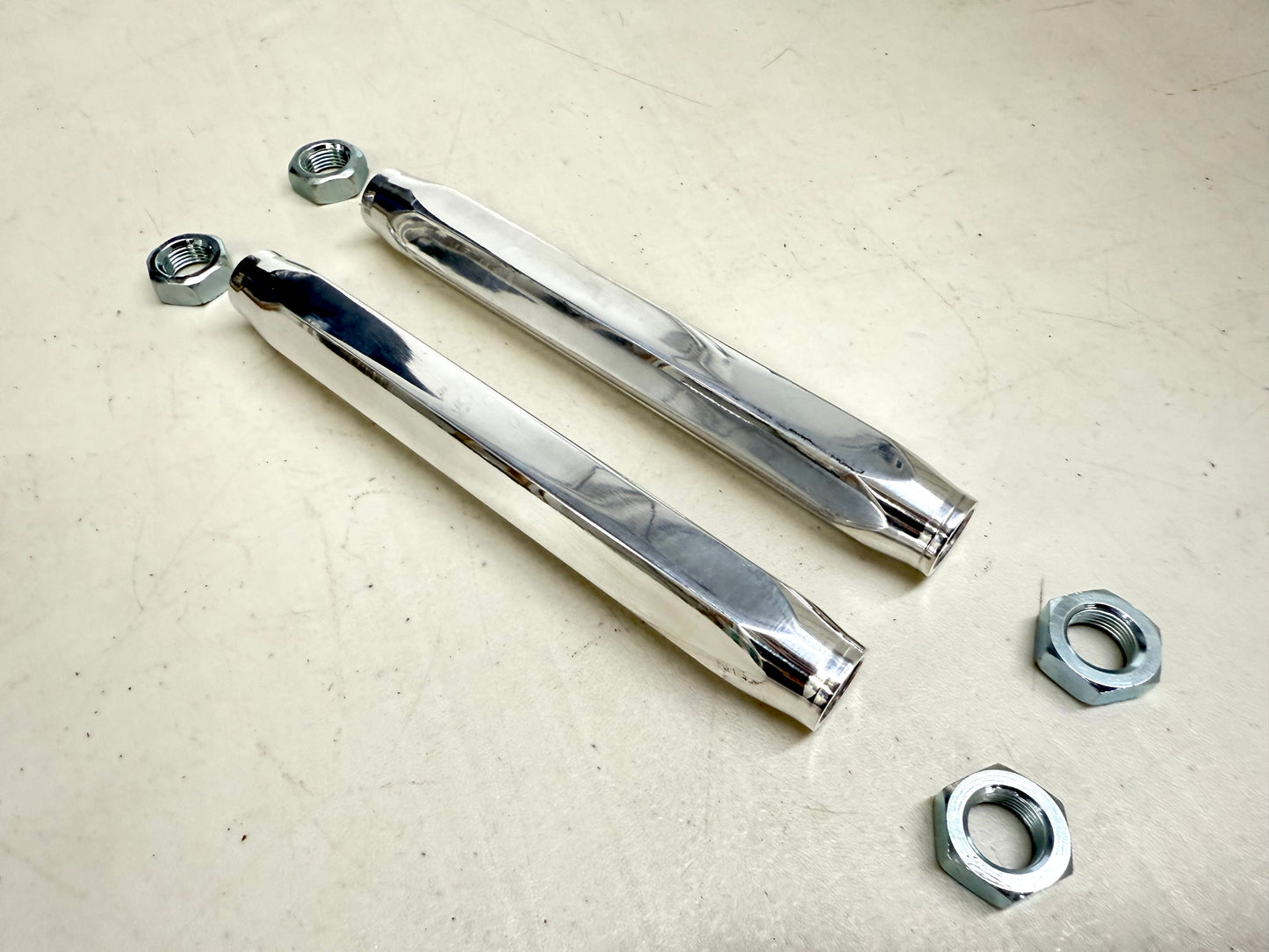 1958-64 GM FULL SIZE CHEVY IMPALA BELAIR BISCAYNE HIGH PERFORMANCE BILLET ALUMINUM TIE ROD END ADJUSTING SLEEVES 1PAIR / POLISHED FINISH