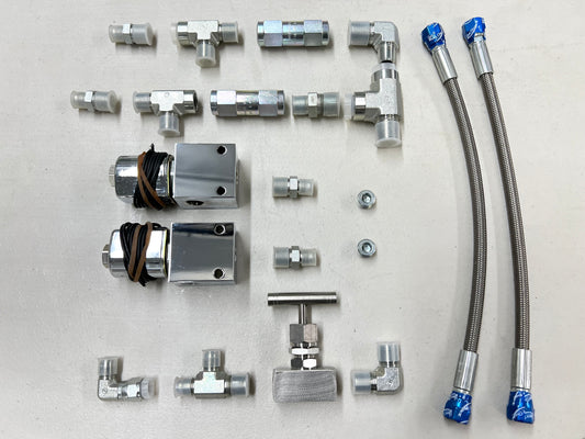 (- MKG SIGNATURE SERIES -) DOUBLE DUMP FITTING KIT / RAW [LOWRIDER HYDRAULIC PUMP]