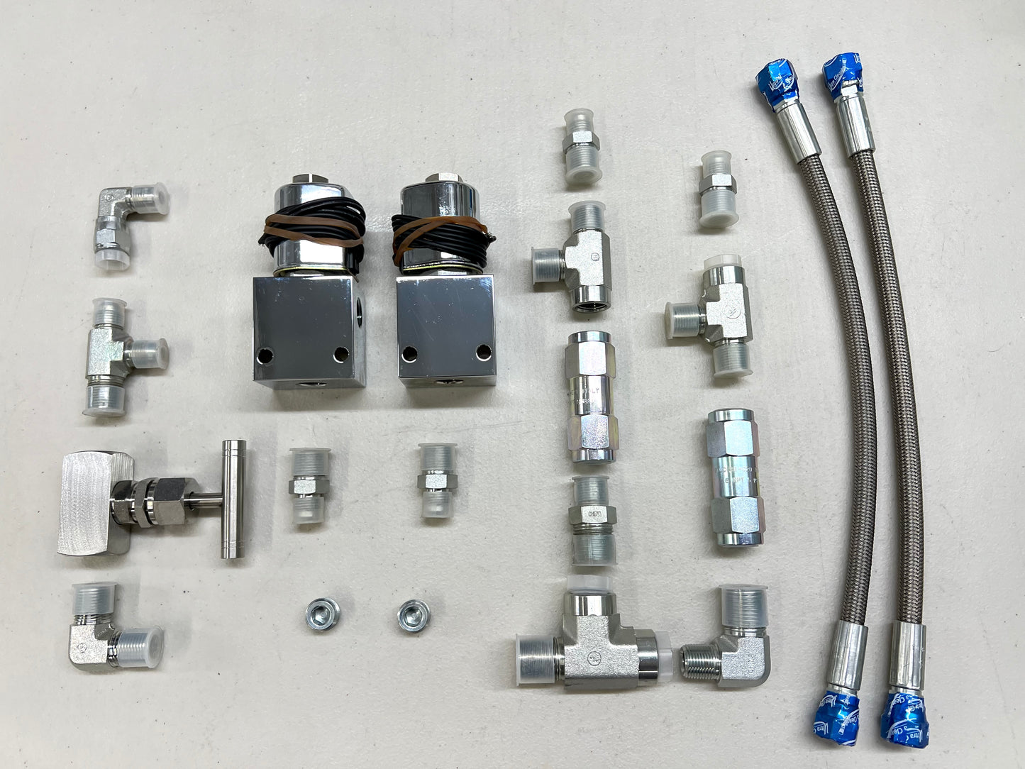 (- MKG SIGNATURE SERIES -) DOUBLE DUMP FITTING KIT / RAW [LOWRIDER HYDRAULIC PUMP]