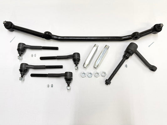 1965-66 GM CHEVY CHEVROLET IMPALA BEL AIR BISCAYNE COMPLETE STANDARD STEERING LINKAGE KIT with SILVER POLISHED SLEEVES