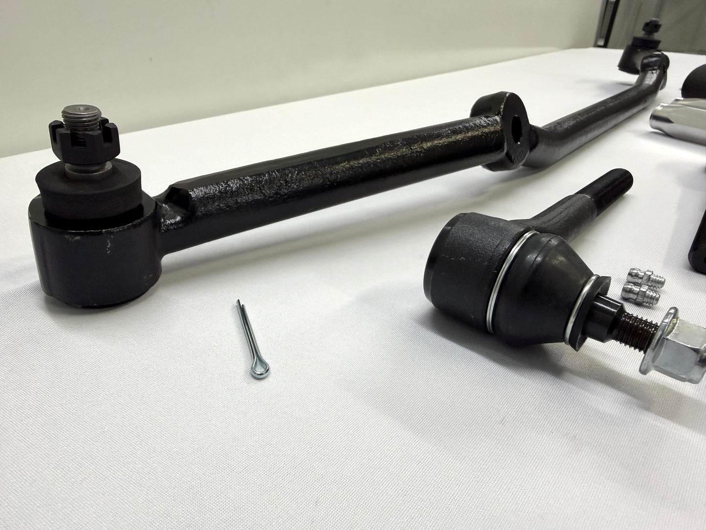 1965-66 GM CHEVY CHEVROLET IMPALA BEL AIR BISCAYNE COMPLETE STANDARD STEERING LINKAGE KIT with SILVER POLISHED SLEEVES