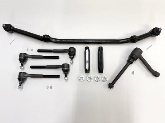 1965-66 GM CHEVY CHEVROLET IMPALA BEL AIR BISCAYNE COMPLETE STANDARD STEERING LINKAGE KIT with BLACK SLEEVES