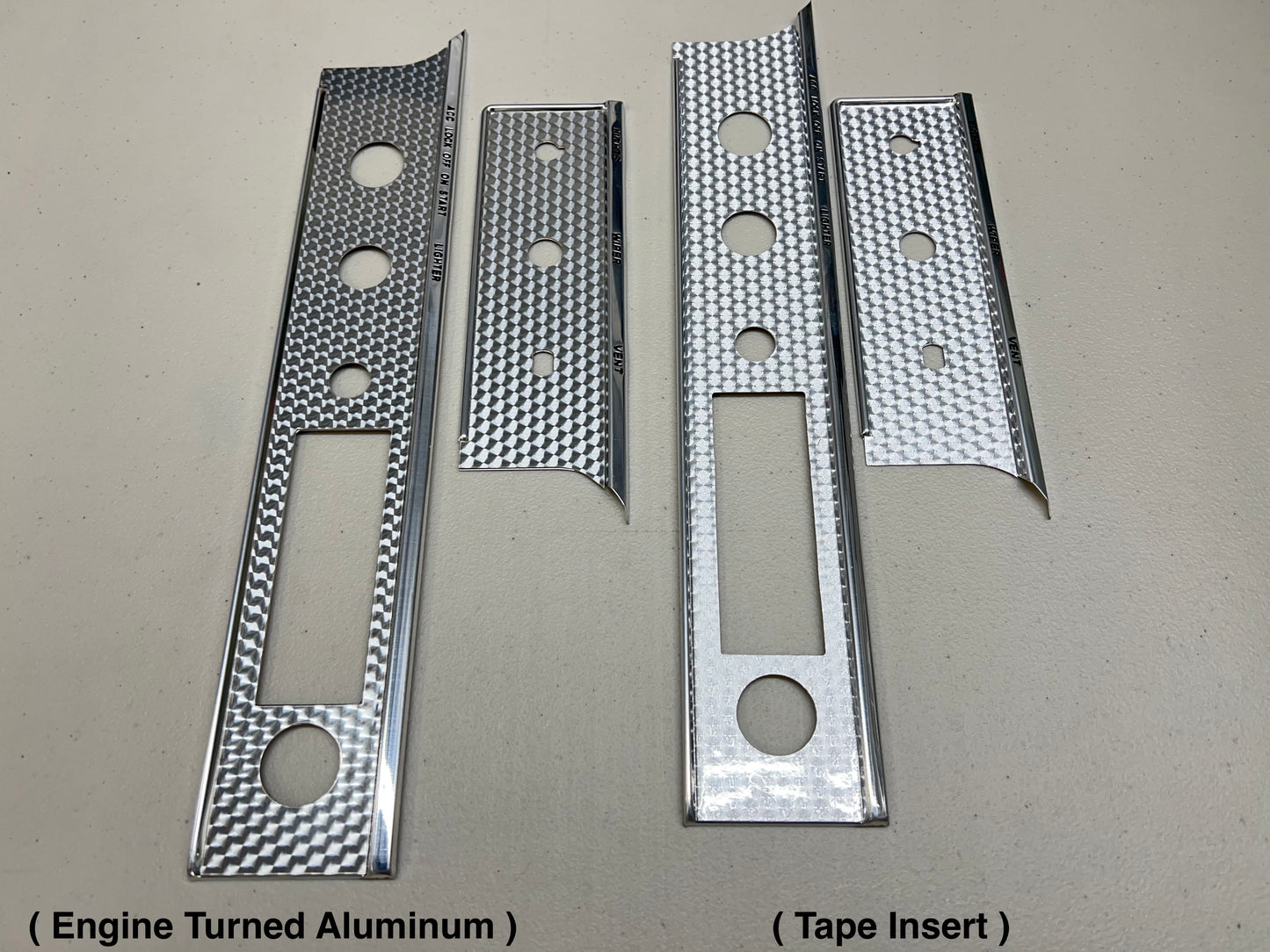 1963 CHEVROLET IMPALA SUPER SPORT DASH TRIM MOLDING FASCIA (FACIA) COMPLETE SET with ASH TRAY and BEZELS with SS SWIRL TURNED ALUMINUM INSERTS [NEW]