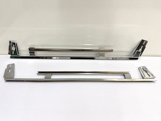 1961-1964 CHEVY IMPALA BUICK PONTIAC OLDSMOBILE B-BODY LOWER DOOR WINDOW CHANNEL FRAME TRACK SET [NEW] / IMPORT CHROME