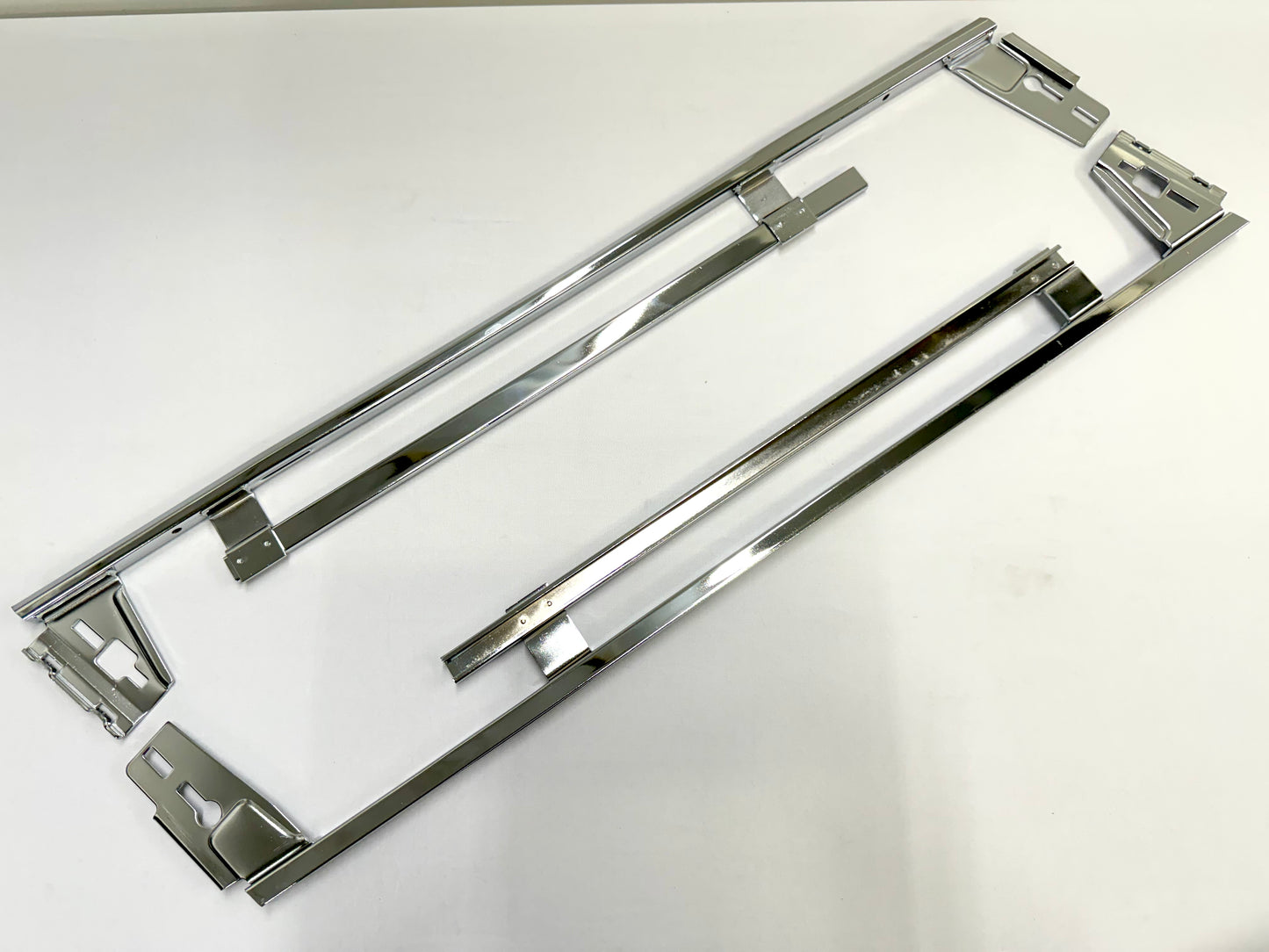 1961-1964 CHEVY IMPALA BUICK PONTIAC OLDSMOBILE B-BODY LOWER DOOR WINDOW CHANNEL FRAME TRACK SET [NEW] / IMPORT CHROME