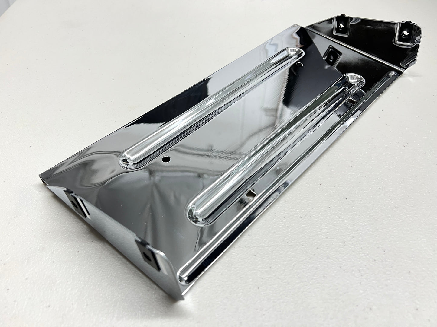 1961 CHEVROLET IMPALA , FULL-SIZE PASSENGER CAR FRONT BUMPER LICENSE PLATE FILLER PANEL [NEW][CHROME FINISH]