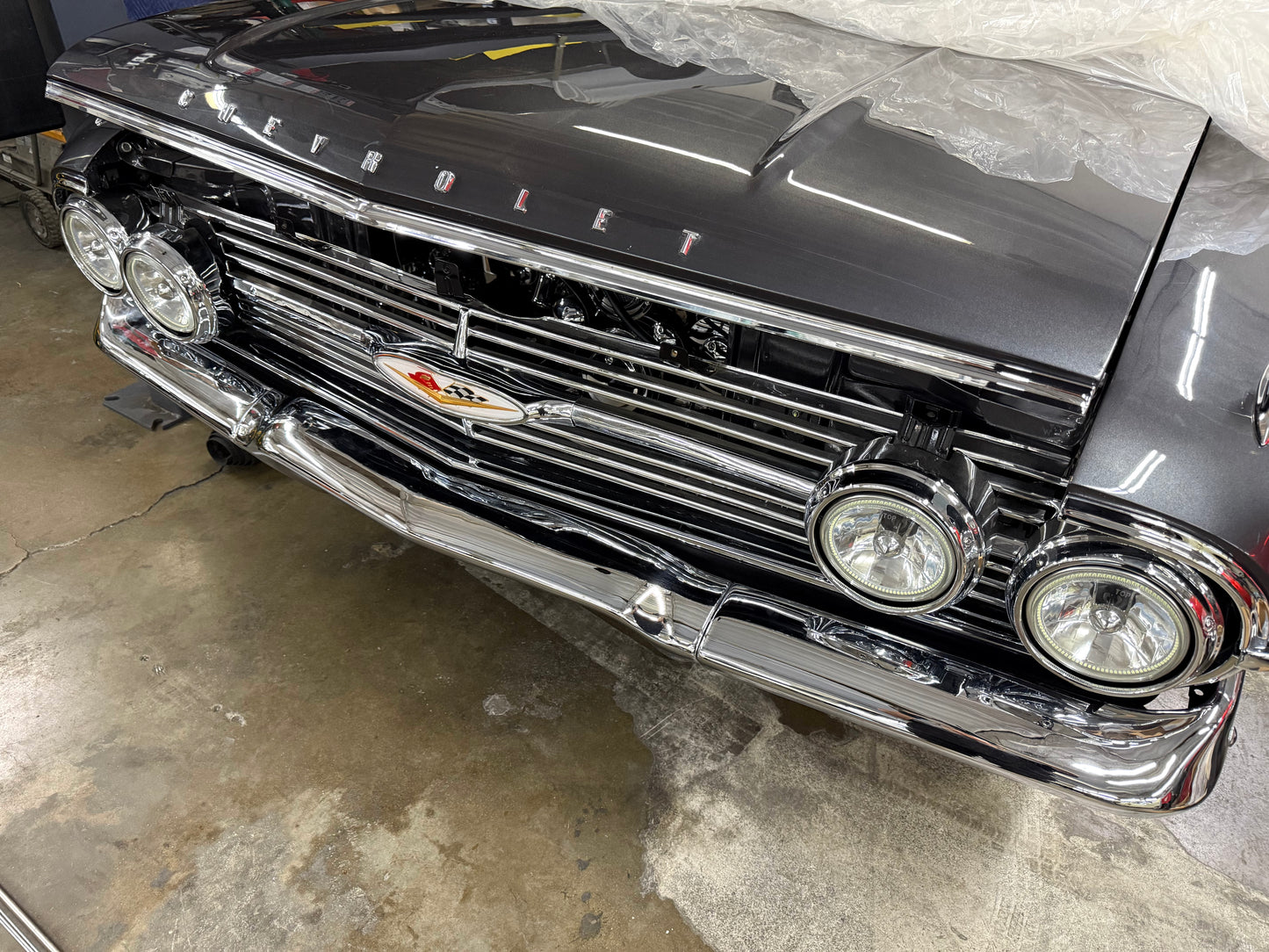 [ORIGINAL OEM RESTORED] 1960 CHEVY IMPALA BEL AIR BISCAYNE / FULL SIZE HEADLIGHT HEADLAMP BEZELS SET / CHROME FINISH