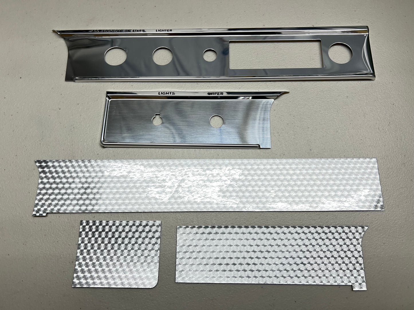 1964 CHEVROLET IMPALA SUPER SPORT DASH TRIM MOLDING FASCIA (FACIA) PLATE SET with SS SWIRL INSERT TAPE [NEW]