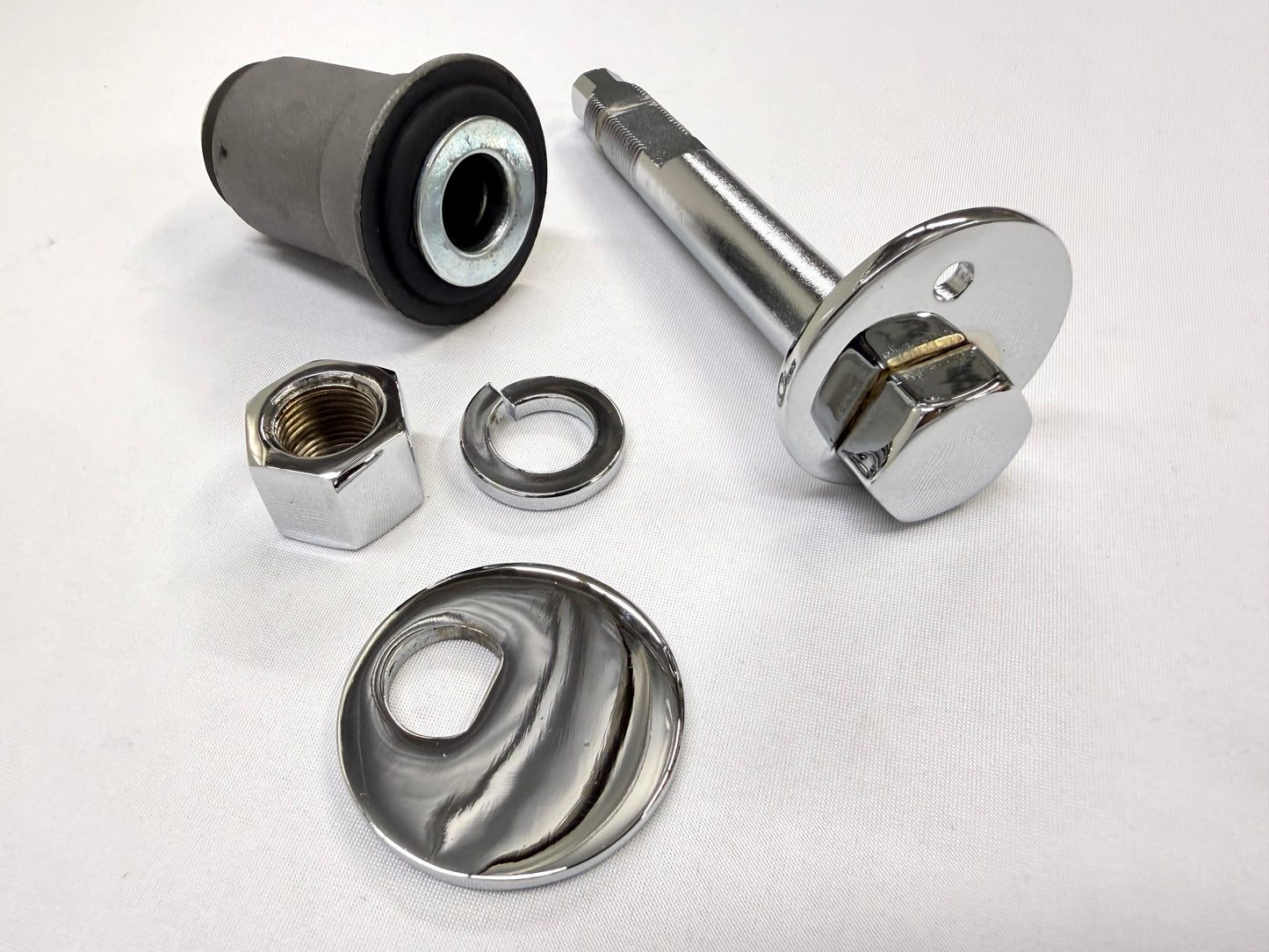 1965-70 CHEVROLET CHEVY IMPALA CAPRICE BEL AIR BISCAYNE LOWER CONTROL ARM CAM BOLT (NEW) / TRIPLE CHROME FINISH