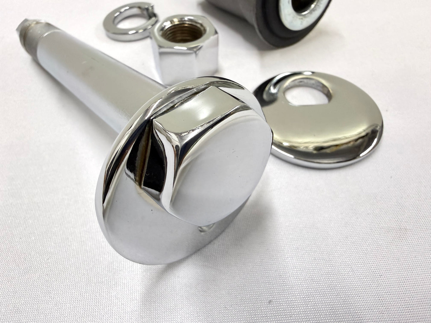 1965-70 CHEVROLET CHEVY IMPALA CAPRICE BEL AIR BISCAYNE LOWER CONTROL ARM CAM BOLT (NEW) / TRIPLE CHROME FINISH