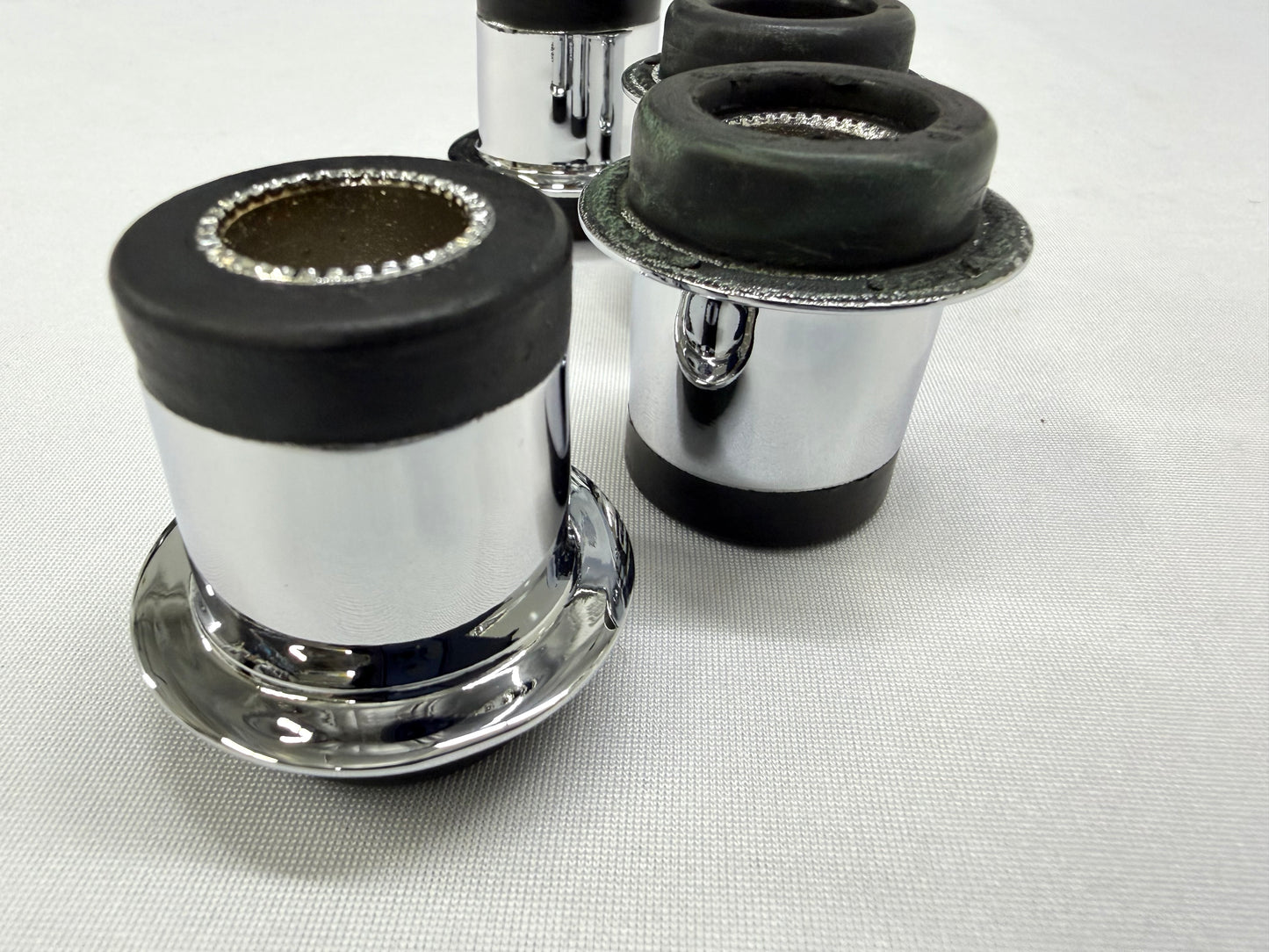 1955-70 GM FULLSIZE CHEVY IMPALA BELAIR BISCAYNE PREMIUM HEAVY DUTY FRONT UPPER CONTROL ARM BUSHINGS 4PC / TRIPLE CHROME FINISH