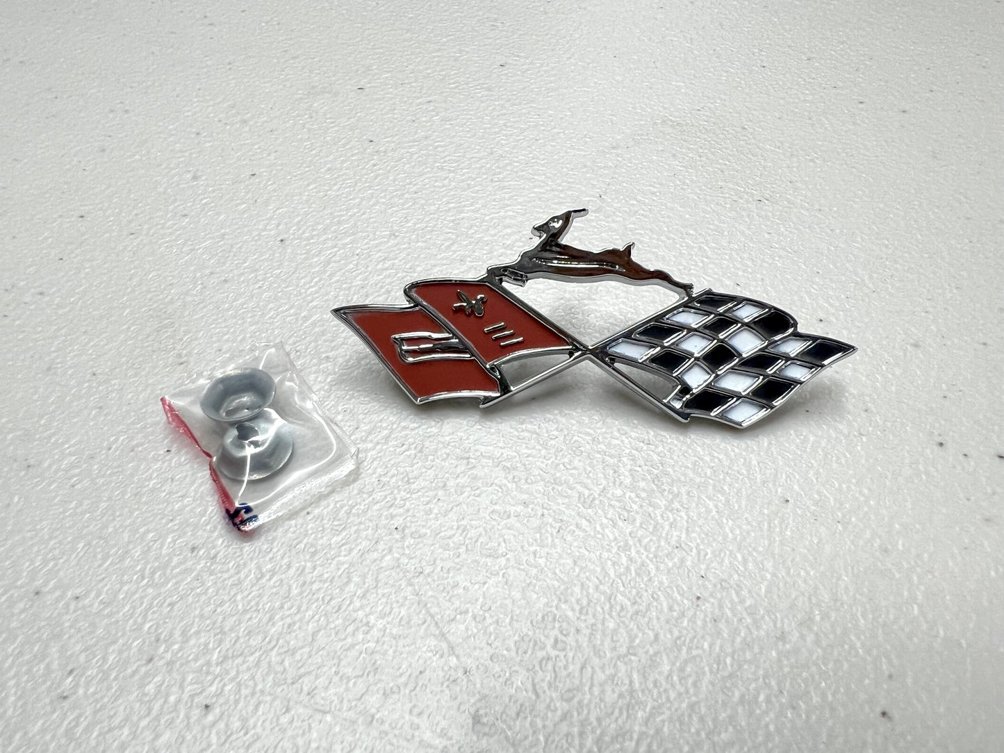 1961 CHEVROLET IMPALA , IMPALA SUPER SPORT DASH EMBLEM CROSS FLAG [NEW]