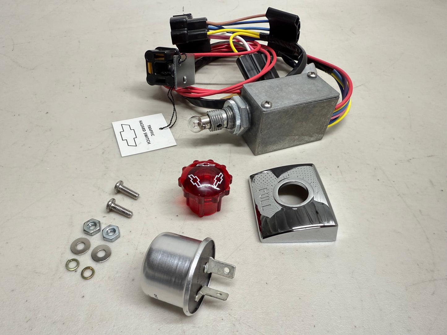 [NEW] 1963 CHEVY IMPALA BEL AIR BISCAYNE / FULL SIZE ACCESSORY 4 WAY TRAFFIC HAZARD FLASHER SWITCH GM LICENSED