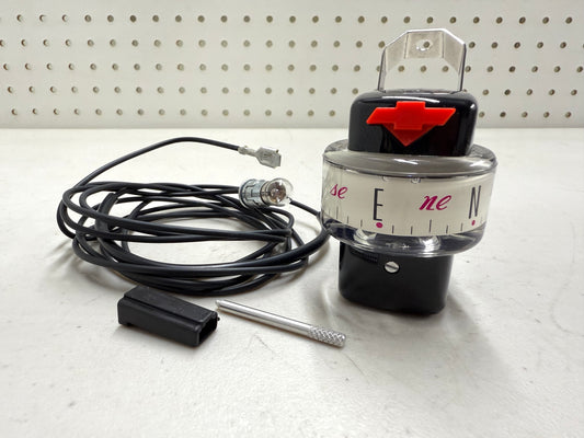 [NEW] 1958-1964 CHEVY IMPALA / FULL SIZE ACCESSORY COMPASS WHITE DIAL W/ LIGHT HARNESS