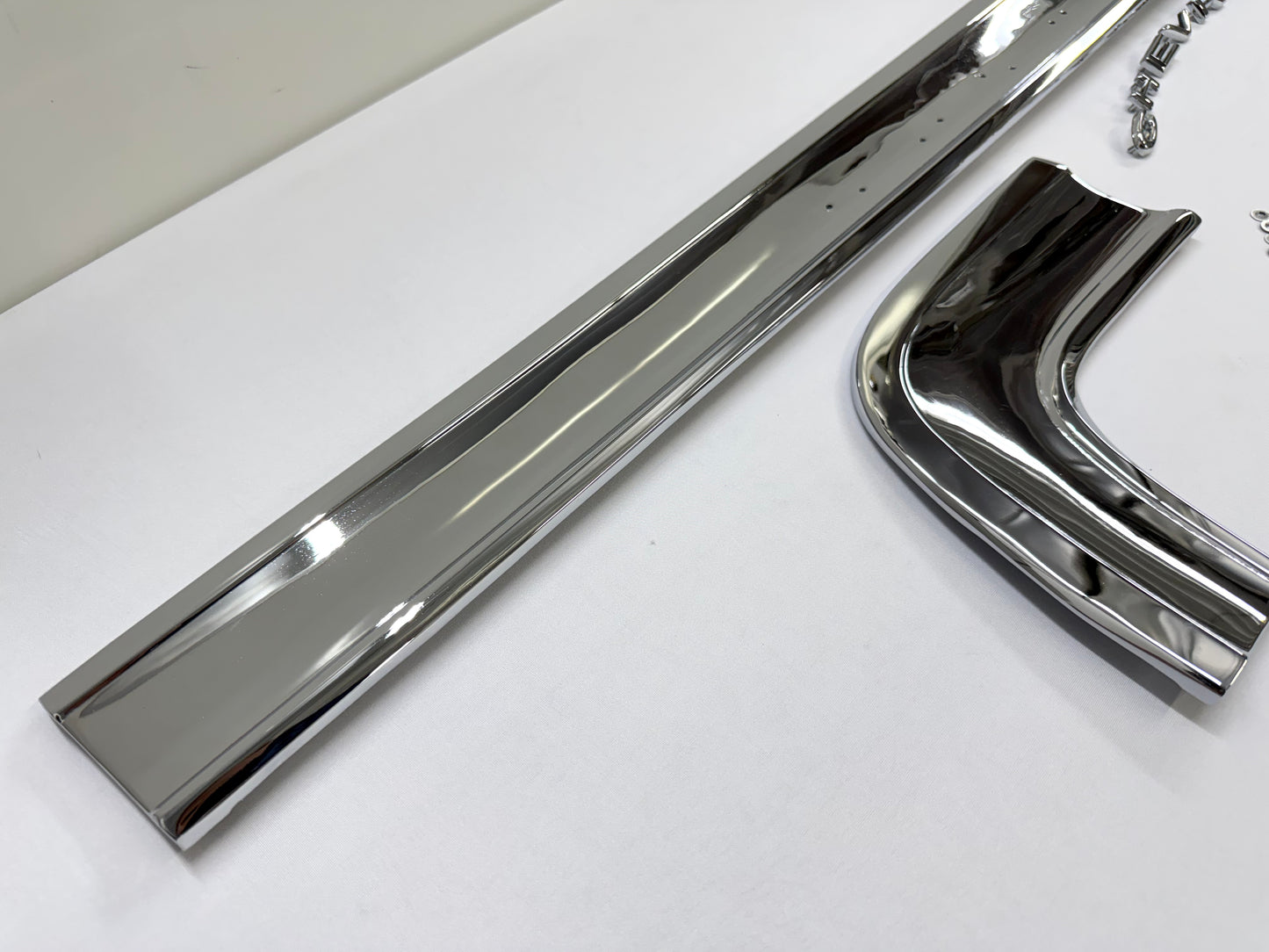 [ORIGINAL OEM RESTORED] 1964 CHEVY CHEVROLET IMPALA STANDARD REAR COVE TRUNK PANEL MOLDING TRIM SET 3PC / TRIPLE CHROME FINISH