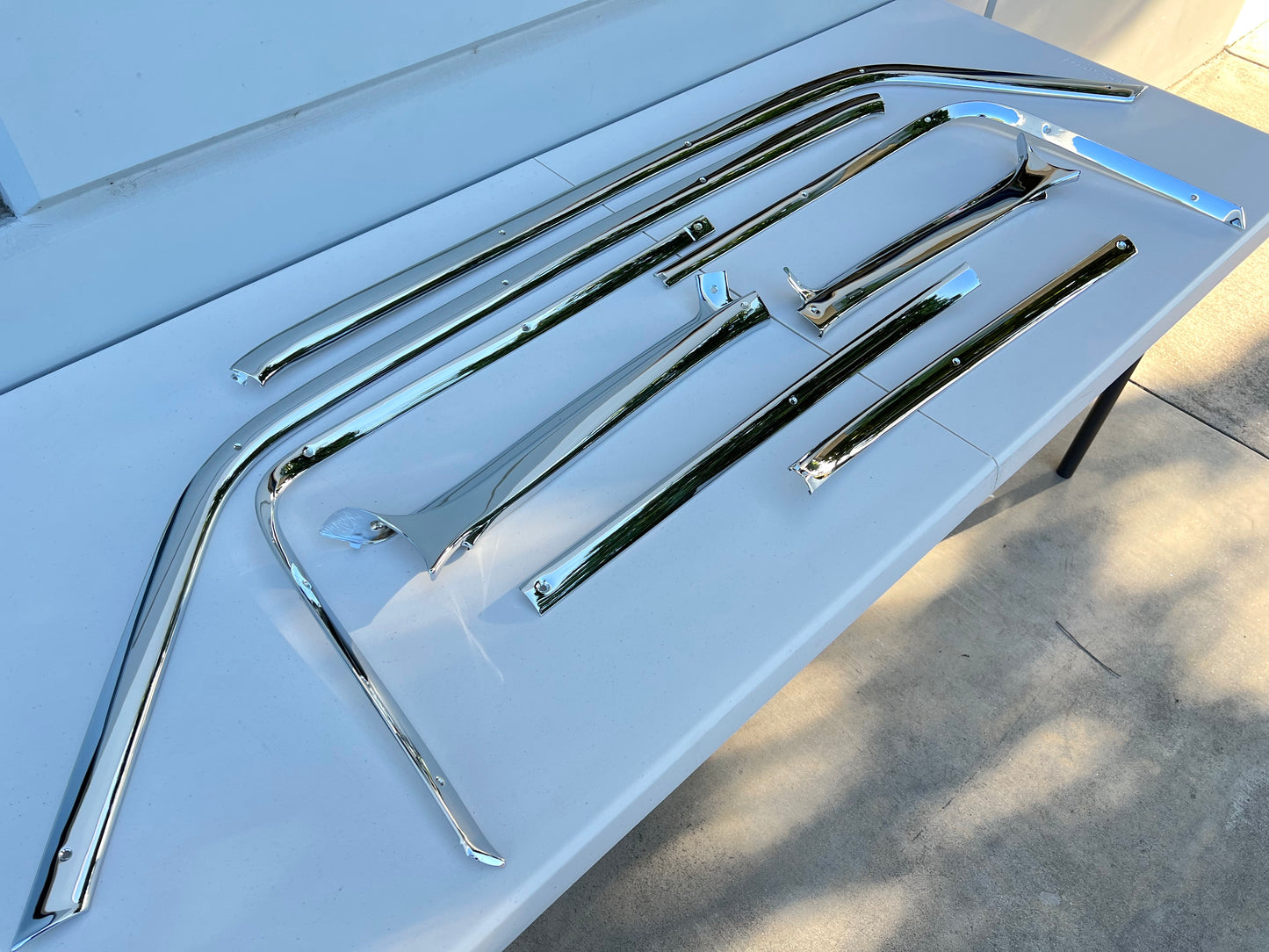 1963-1964 CHEVY IMPALA INTERIOR HEADLINER TRIMS 8PC / CHROME FINISH [GM ORIGINAL / OEM]