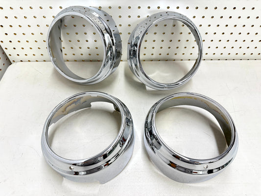 [ORIGINAL OEM RESTORED] 1960 CHEVY IMPALA BEL AIR BISCAYNE / FULL SIZE HEADLIGHT HEADLAMP BEZELS SET / CHROME FINISH