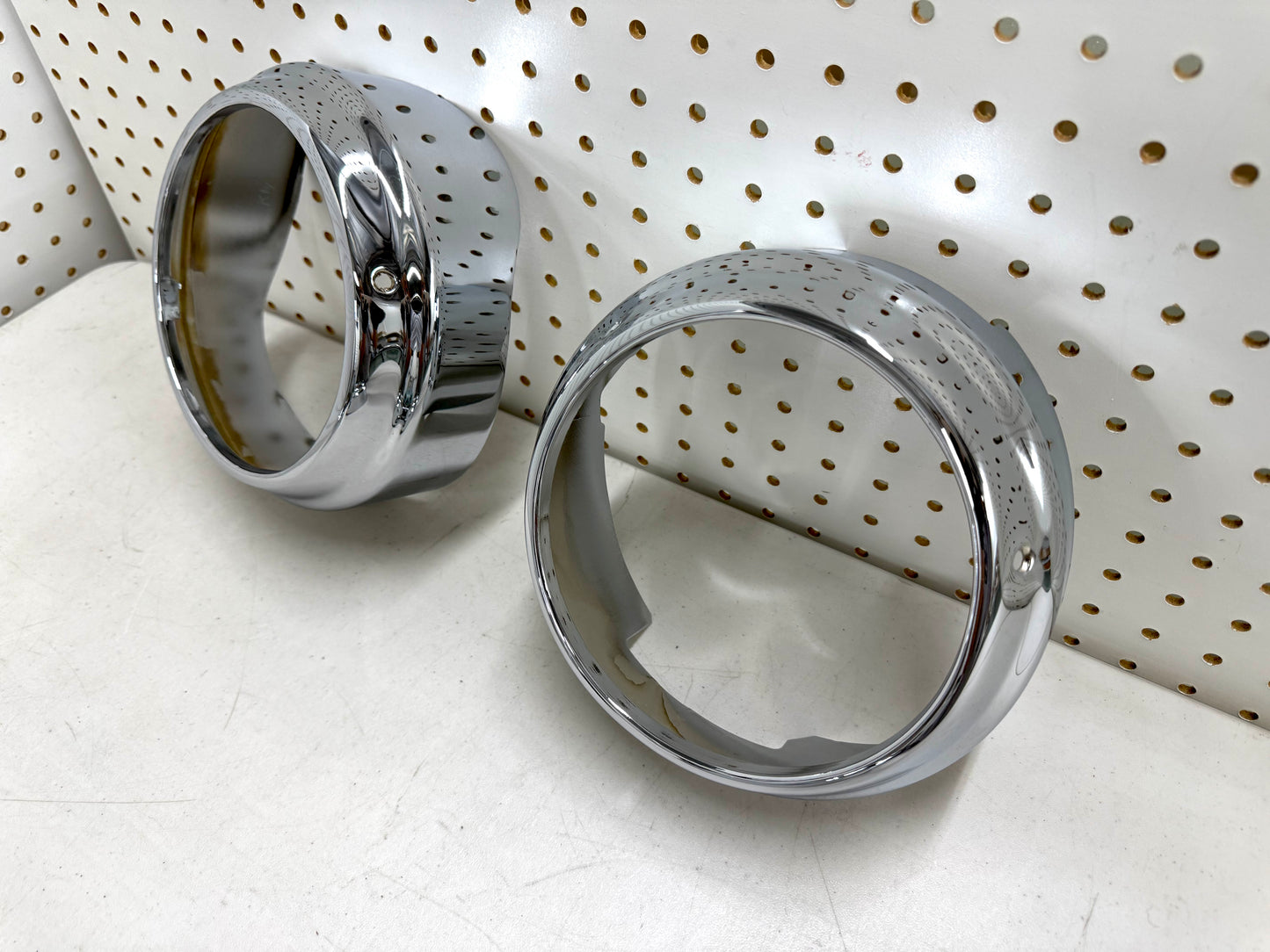 [ORIGINAL OEM RESTORED] 1960 CHEVY IMPALA BEL AIR BISCAYNE / FULL SIZE HEADLIGHT HEADLAMP BEZELS SET / CHROME FINISH