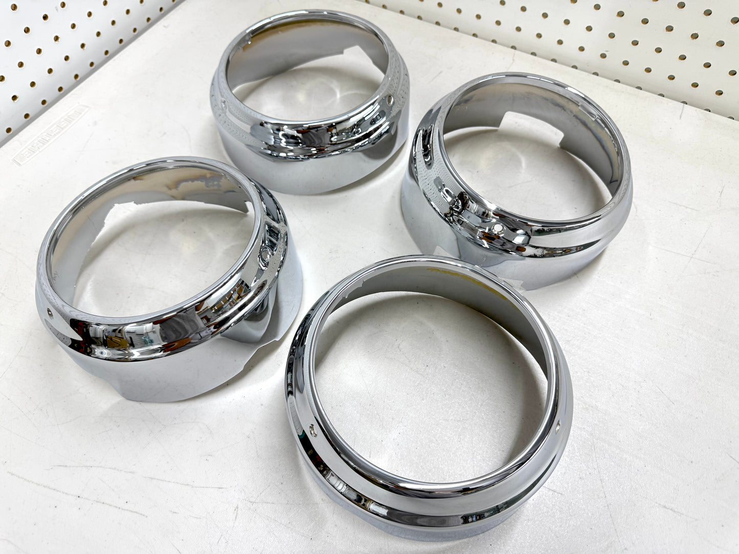 [ORIGINAL OEM RESTORED] 1960 CHEVY IMPALA BEL AIR BISCAYNE / FULL SIZE HEADLIGHT HEADLAMP BEZELS SET / CHROME FINISH