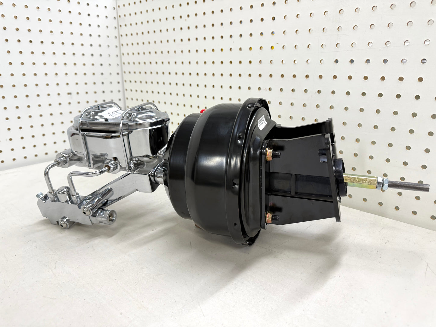 1958-1964 CHEVY FULL-SIZE / IMPALA 8" POWER BRAKE DUAL BOOSTER MASTER CONVERSION KIT (FOR DISC & DISC BRAKE) / CHROME & BLACK COMBO